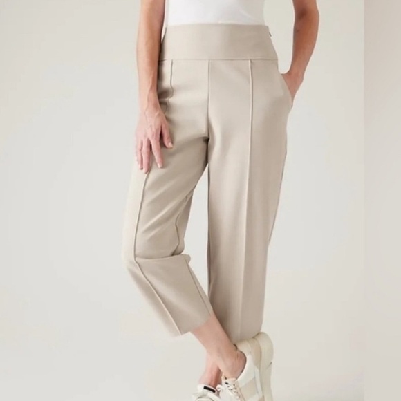 Athleta Stellar Wide Leg Crop Pants Beige Size 10 - Picture 1 of 5